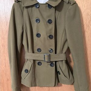H&M Khaki Double-Breasted Pea Coat